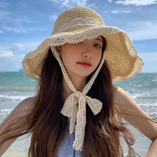 หมวกสานถักโคเชสายผูกคาง