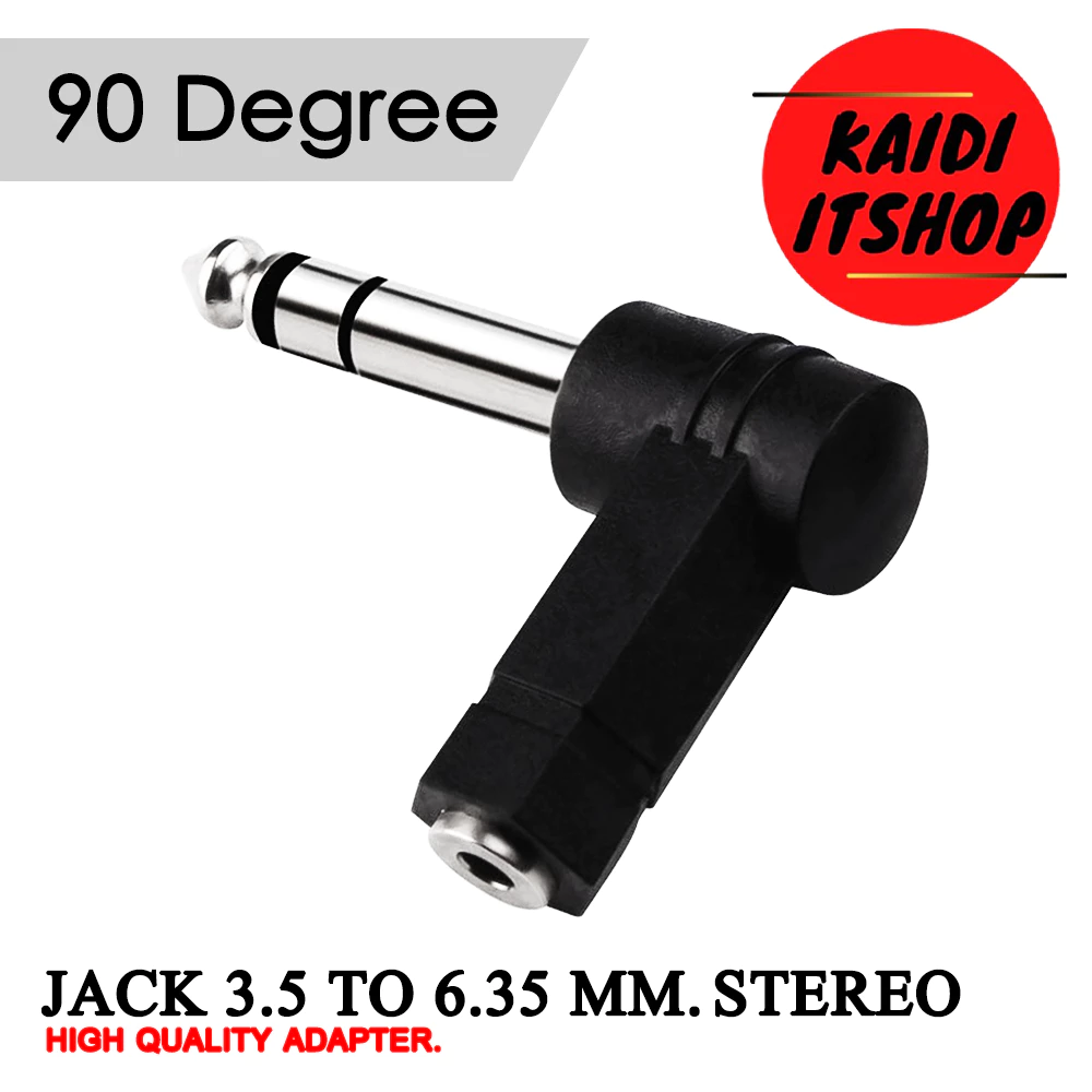 แจ็คแปลง 6.35 แปลงเป็น Aux 3.5 ข้องอ 90 องศา สัญญาณเสียงแบบ Stereo สามารถเชื่อมต่อหูฟัง สายต่อลำโพง และอื่นๆ (จำนวน1ตัว)
