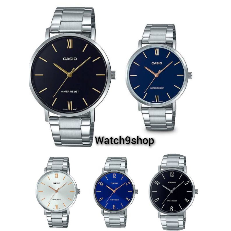 ￼Casioของแท้ รับประกัน 1 ปี  Standard นาฬิกาข้อมือผู้ชาย สายสแตนเลส รุ่น #MTP-VT01D