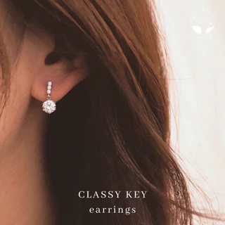 MNL💗ต่างหูเพชรโมซาไนต์ Classy Key เครื่องประดับแฟชั่น เงินแท้925 ไม่ลอกดำ มินิมอล ออกงาน วันเกิด ของขวัญ ผู้หญิง ใส่ง่าย