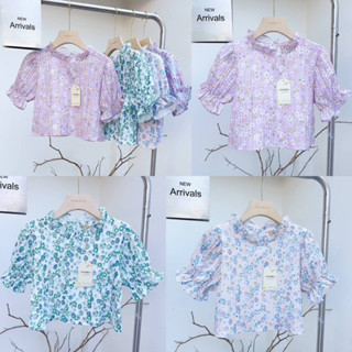 〰 Mini flower 〰 เสื้อครอปลายดอก เสื้อลายดอก น่ารักๆ ใส่สงกรานต์ แขนตุ๊กตา