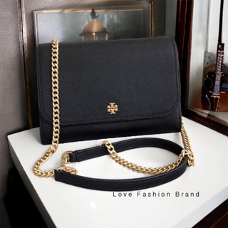 👑ผ่อน0%~แท้100%👑 กระเป๋าสะพาย Tory Burch Emerson Saffiano Chain Wallet Clutch Crossbody Purse Bag 136093