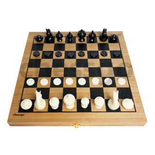 (ตัวแทนchessgo)ชุดหมากรุกไทยไม้พับสกรีนดำ(ตัวพลาสติกbermuda)