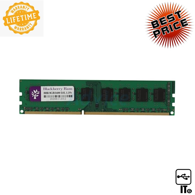 RAM DDR3L(1600) 8GB BLACKBERRY 16 CHIP แรม คอมพิวเตอร์ PC ประกัน LT.