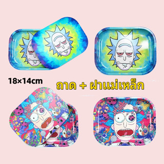 ถาดลายการ์ตูน+ฝาแม่เหล็ก grinder ถาด เครื่องบด ถาดโรล ถาดยำสมุนไพร 18*14cm พร้อมแผ่นเเม่เหล็ก