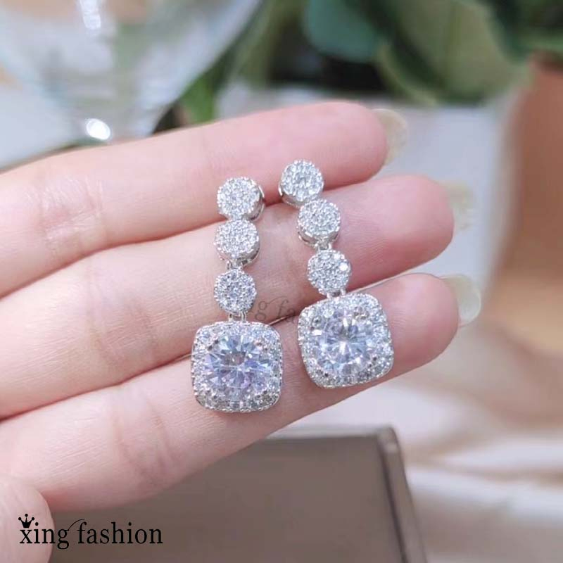 ต่างหูแฟชั่นงานนำเข้า,สไตส์เกาหลี,เพชรCz,งานชุบทองคำขาว,ต่างหูดารา,XE00105