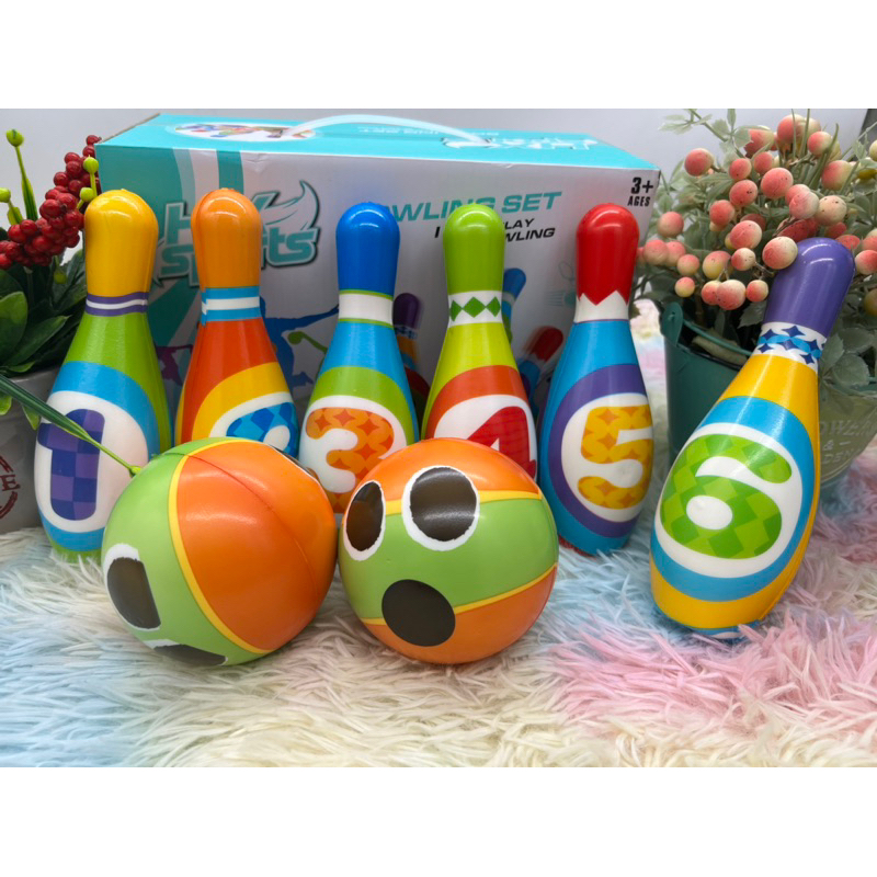 โบว์ลิ่งของเล่น โบลิ่งเด็ก แบบหนังนุ่ม ปลอดภัยกับเด็กๆ 6พิน ลูกโบลิ่ง1ลูก ของเล่นเสริมพัฒนาการ โบลิ่งของเล่น ของเล่นเด็ก