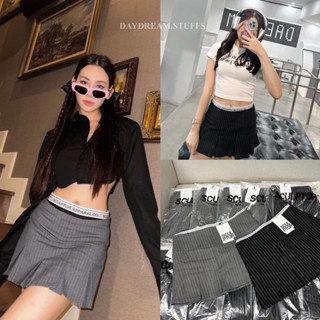 💫พร้อมส่ง💫SCULPTOR APPAREL SKIRT Y2K•กระโปรงสั้น ขอบเอวยางยืดสปอร์ต ทอเป็นลายแบรนด์ดัง มีซับในเป็นกางเกง ผ้าอยู่ทรงสวย