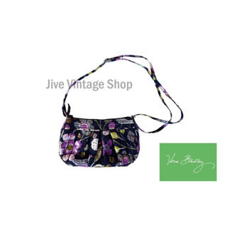 กระเป๋าสะพาย Vera Bradley crossbody bag / shoulder bag ผ้า cotton ลาย นกและดอกไม้ สีโทนน้ำเงินม่วง มือสอง จากตู้ญี่ปุ่น