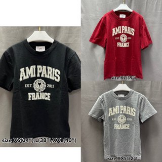 Ami Paris Tee T-shirt est.2011 unisex เสื้อ แบรนด์เนม ของแท้ เสื้อยืด สีดำ สีเทา แดง เสื้อแขนสั้น ของขวัญ ผู้หญิง ผู้ชาย