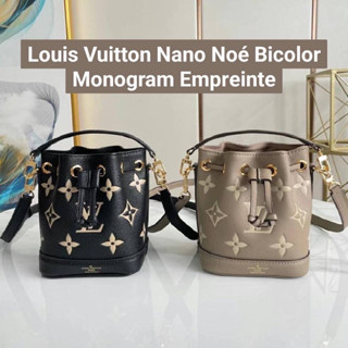 พร้อมส่ง Louis Vuitton Nano Noé Bicolor Monogram Empreinte Original หนังแท้ ขนาดน่ารักมาก ใส่โทรศัพท์ได้นะเห็นเล็กๆ