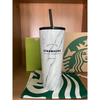 Starbucks แก้วสแตนเลส White Marble Cold Cup 16oz.