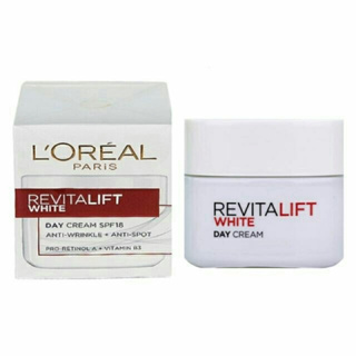 LOREAL Paris Revitalift White Day Cream SPF18 50ml. ลอรีอัล รีไวทัลลิฟท์ ครีมบำรุงผิวหน้าลดเลือนริ้วรอยและจุดด่างดำ