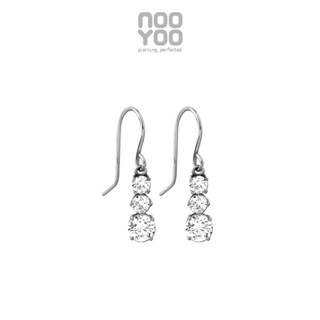 NooYoo ต่างหูสำหรับผิวแพ้ง่าย Hanging Triple Crystal Surgical Steel