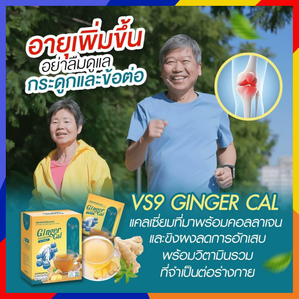 1 กล่อง Ginger Cal : ผงขิง จินเจอร์แคล บำรุงกระดูก ไขข้อ สำหรับผู้ที่มีภาวะไขข้อเสือม ผู้สูงอายุ 1 ก