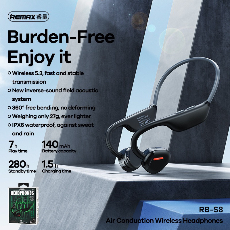 Remax RB-S33 S32 S8 Bone Conduction bluetooth  หูฟังไร้สาย หูฟังบลูทูธ สำหรับออกกำลังกาย