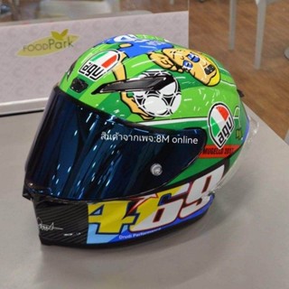 หมวกกันน็อคเต็มใบสีเขียวลาย 469 rossi สีเขียวน้ำเงิน อิตาลี ขับรถ zx-10r ผู้ชายผู้หญิง ทำความเร็วสูง