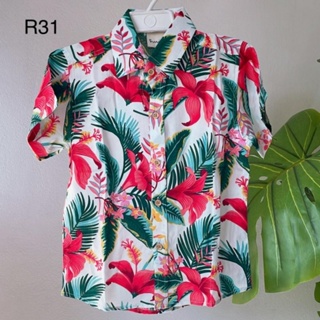 (สินค้าพร้อมส่ง) เสื้อเชิ้ตเด็กชาย ผ้า Cotton Rayon  #ฮาวาย #ใส่เที่ยว #ทะเล #ลายดอก