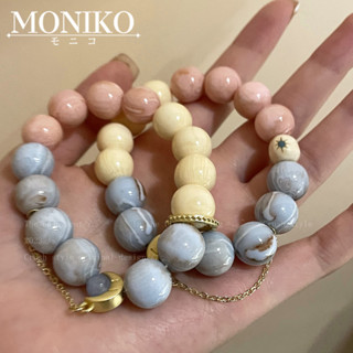 MONIKO สร้อยข้อมือคู่รัก ดวงจันทร์ ดาวเคราะห์ ดวงอาทิตย์ เรียบง่าย ปรับได้ สไตล์เกาหลี เรโทร โบราณ