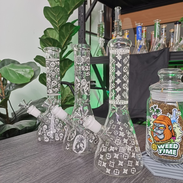 (พร้อมส่ง) บ้องแก้ว Glass Bong ขวดแก้วสมุนไพร บ้องเเก้ว RESTLESS SKELETON ขนาดใหญ่ ขวดเรืองแสง แจกันแก้วเรืองแสง บ้อง