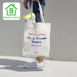 BestoreHome กระเป๋าถือ สะพายได้ สกรีนข้อความ พกพาในวันสบายๆ