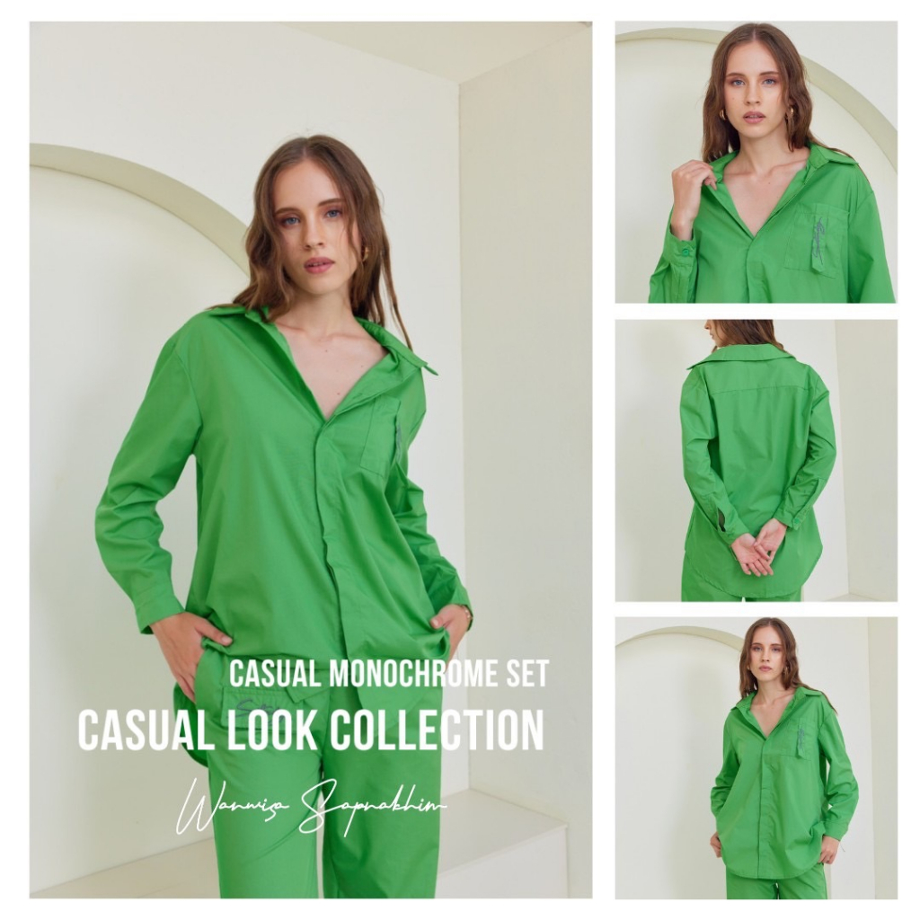 SATURDAY Casual Monochrome Set ชุดเซ็ท 2 ชิ้น กางเกงขายาว ชุดทำงาน ชุดเข้าเซท เสื้อผ้าแฟชั่นผู้หญิง 