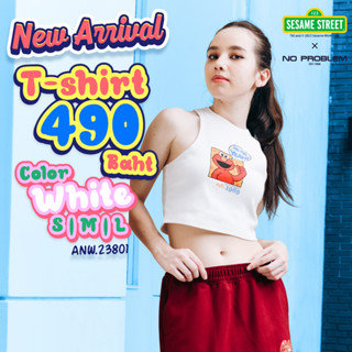 New Arrival เสื้อกล้ามผู้หญิง ลิขสิทธิ์แท้ ANW.23801 - RIBBED CROP T-SHIRT SESAME STREET COLLECTION