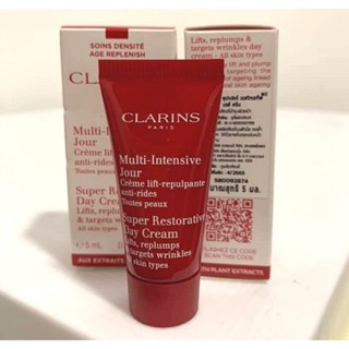 Clarins Super Restorative Day Cream For All Skin Types​ Size 5ml.​ป้ายสคบ.ไทย​ แท้100%(รุ่นใหม่)​