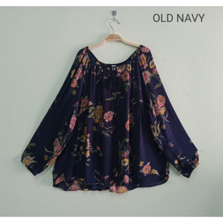 Old Navy x Rayon เเขนพองเเต่งพู้ สีกรม อก 52 ยาว 29 • Code : 326(4)