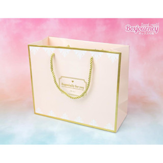 Boxjourney ถุงกระดาษ หูเชือก สีชมพู ลาย Especially for you (10x24x20ซม.)(5ชิ้น)