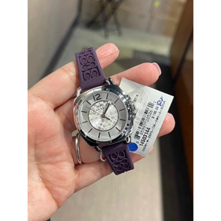 พร้อมส่ง แท้ 🇺🇸100% New Coach นาฬิกา  Coach Womens Boyfriend Silicone นาฬิกาสายซิลิโคนนิ่ม หน้าปัด 34mm สีม่วง