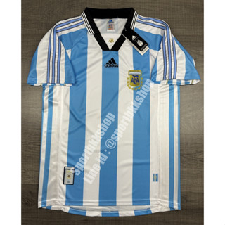 [Retro] - เสื้อฟุตบอล ทีมชาติ Argentina Home อาร์เจนติน่า เหย้า ชุดฟุตบอลโลก ปี 1998