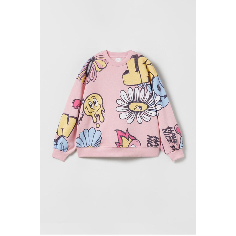 zara printed sweatshirt kid 13-14 year (164 CM) สภาพ 99.99
