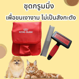 ชุดกรูมมิ่ง Dog Grooming Kit กระเป๋าใส่หวีสองประเภท หวีสางสังกะตัง กับหวีขนเอนกประสงค์ 1ชุด