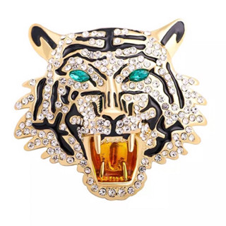 เข็มกลัด เสือ ประดับเพชรสวยงาม  Rhinestone Roaring Tiger เข็มกลัดผู้หญิงผู้ชาย Tiger Head Party เข็มกลัดของขวัญ ส่งไวมาก