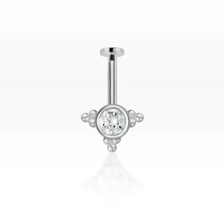 PiercingRoomByJay Bezel CZ Diamond Flat Back เงินแท้