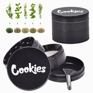 ที่บดสมุนไพร เครื่องบดสมุนไพรอลูมิเนียม4ชั้น ขนาด 50MM Cookies Grinder เครื่องบดสมุนไพร อุปกรณ์บดสายเขียวสำหรับพกพา