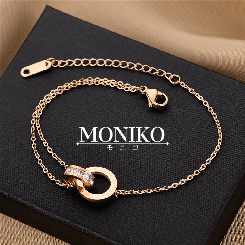 MONIKO สร้อยข้อมือชุบทอง 18k กําไลข้อมือผู้หญิง  ข้อเท้าชุบทอง ใหม่ในปี  ไม่จางหาย