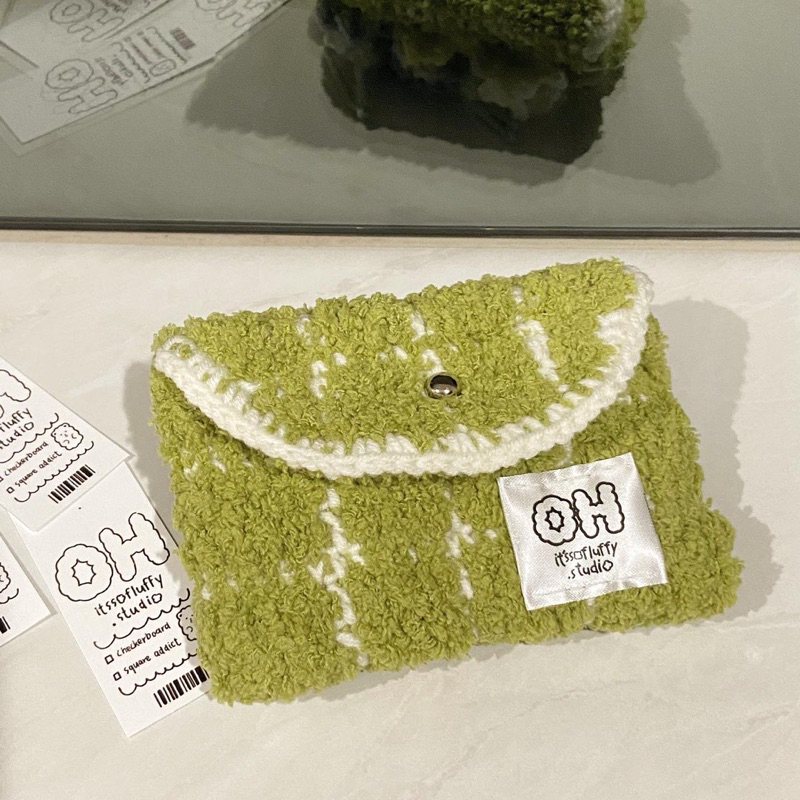 พร้อมส่ง real fluffy grass card holder ที่ใส่บัตร หญ้าเขียวๆนู่มฟูสุบๆ