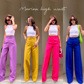 Marina high-waist pant กางเกงขายาวทรงกระบอก ป้าย PROMTHONG