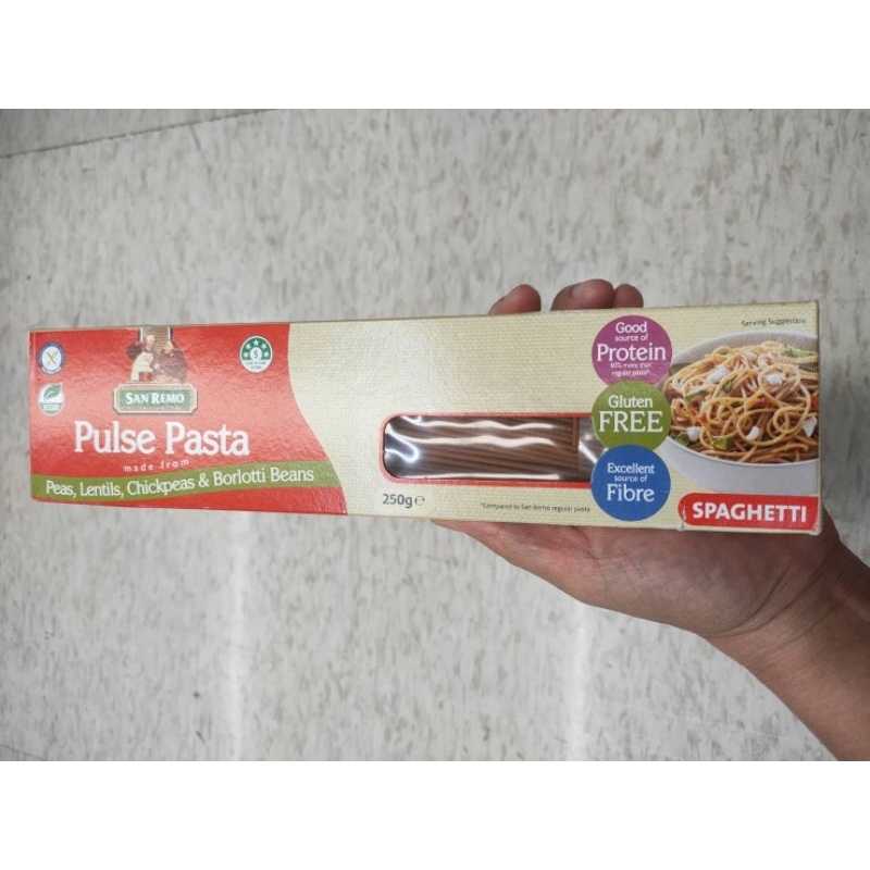 San Remo Pulse Pasta Peas,Lentils,Chickpeas&Borlotti Beans Spaghetti เส้นสปาเกตตี่ ทำจากแป้งถั่วต่าง