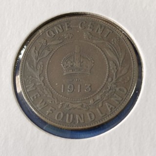 💥1 ใน 400,000 เหรียญ New Found Land-George V 1 Cent 1913 ผลิตปีแรก หายาก รับประกันแท้