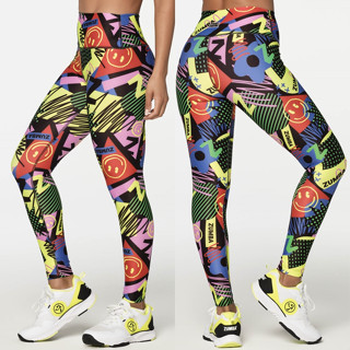 Zumba Happy And Fun High Waisted Ankle Leggings (กางเกงเลกกิ้งออกกำลังกายซุมบ้า)