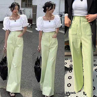 🇰🇷NEW🇰🇷 Korea light green trousers  มาใหม่เลยค้า กับกางเกงเกาหลี เอวสูงเก็บทรงสุดๆค่ะ  ทรงกระบอกขอบแต่งกระเป๋าหน้าเก๋ๆ