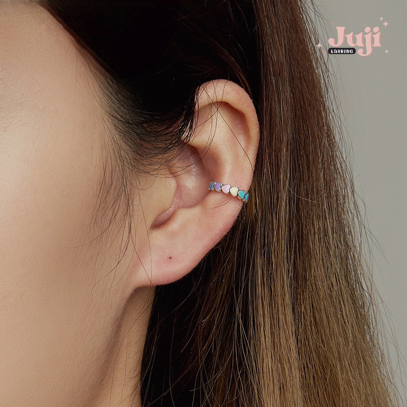 𝑬𝒂𝒓 𝒄𝒖𝒇𝒇 น้องหัวใจ พาสเทล ใส่แล้วน่ารักมาก เงินแท้S925 (E34)
