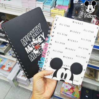 สมุดริมลวด Mickey​ ​ปกแข็งไม้อัดขาว-ดำ​ ลายมิกกี้เม้าส์ รุ่น CM-407-10MJ ขนาด A5 แบบถนอมสายตา 80 แกรม 80 แผ่น