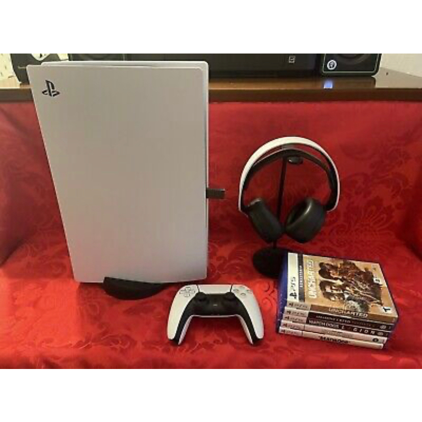 Sony PlayStation 5 PS5 Disc Edition Console With Headset And 5 Games Bundle