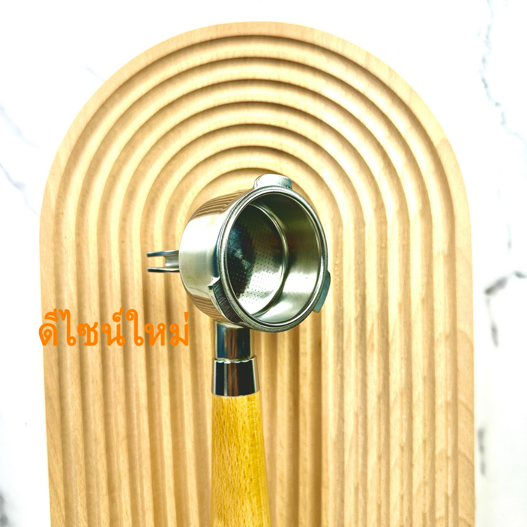 พร้อมส่ง｜ ด้ามจับไม้ ไม่มีฐานกรอง ขนาด 51 มม Portafilter stainless ช้อนกาแฟสเตนเลส ด้ามชงกาแฟ ทางน้ำไหล 1/2 ทาง ด้ามชงกา - รูปที่ 2