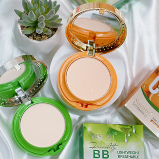 แป้งพัฟ 2 ชั้น Kiss Beauty smooth powder แป้งพัฟหน้าเนียน+ชิมเมอร์ แป้งตลับ ปกปิดดี ไม่วอก ไม่หมอง