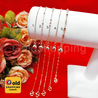 สร้อยข้อเท้าสีนากห้อยกระพรวน คละแบบ ความยาว 9-10 นิ้ว นากชุบ…